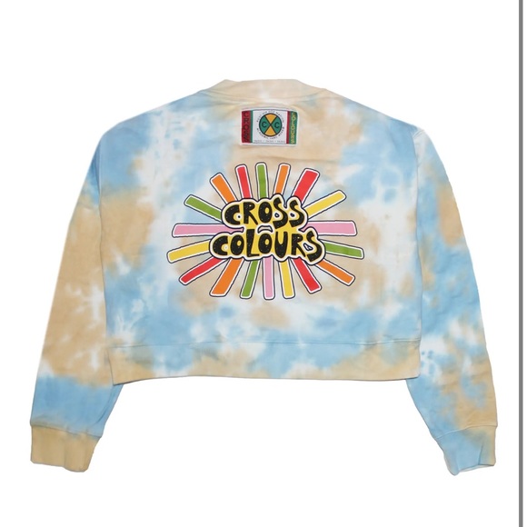Cross Colours | Sunshine Logo Tie Dye Graphic Crop Sweatshirt - Picture 1 of 9